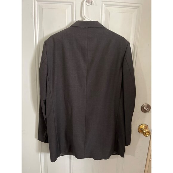 Oscar De La Renta wool cashmere Gray plaid two button dress coat size 40S - Picture 2 of 5